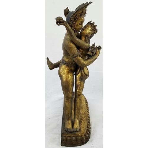 37 - An Early Tibetan Buddhist Gilded Bronze Fertility Statue. 40cm tall.