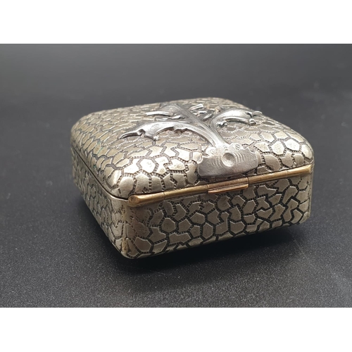 381 - Early Japanese Gilt white Metal Pill Box. 
4.3 x 4.3cm.  36g