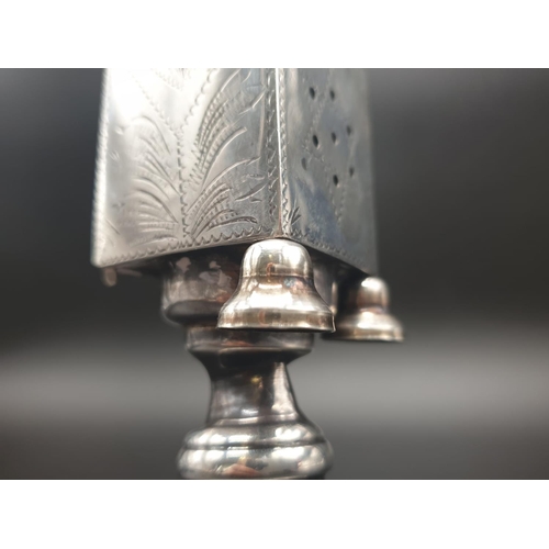 467 - Antique Silver Havdalah Spice Tower. Missing one underside bell. 21cm tall. 94g