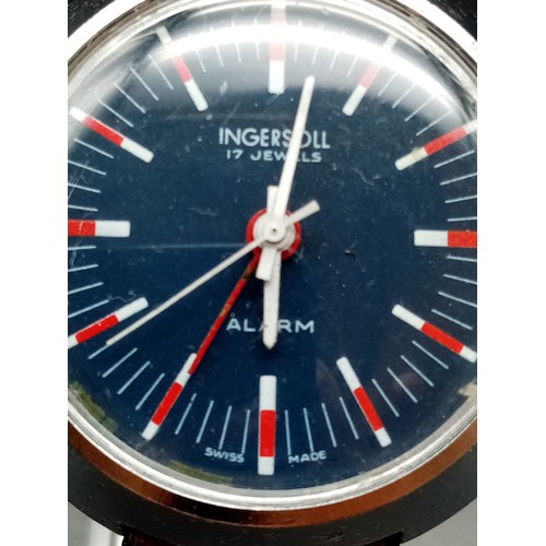 723 - Rare Ingersoll Sealion Watch, with Alarm. Leather Strap, Black Dial. Good condition, in working orde... 