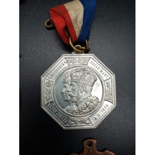 994 - Two Chinese Medals - PLA Badge and Medal Republic Medal and Two 1930s Commemorative coins.