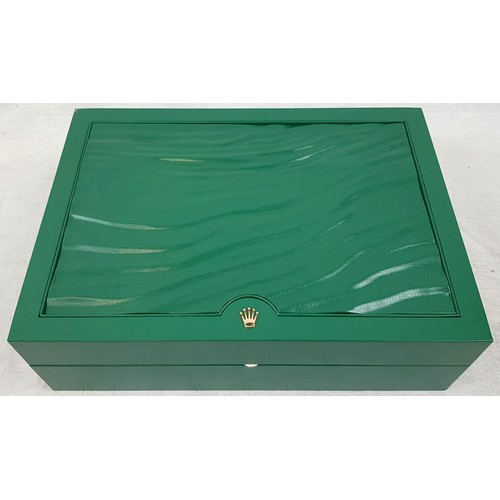 595 - Large Original Rolex Jewellery and Watch Box. Two Layers. Cream Felt Interior - 24 x 17cm. Green Ext... 