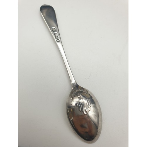 394 - Antique Silver Set of 12 Spoons and a Pair of Sugar Tongs. Sheffield Hallmark - 1912. Good Condition... 