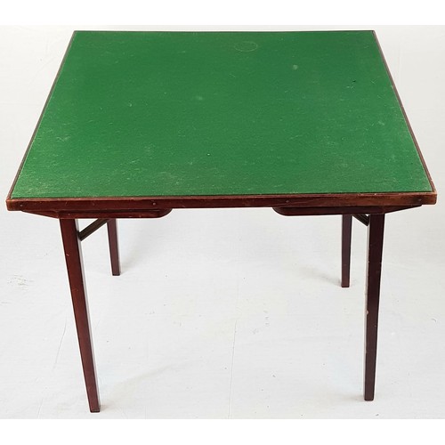 395 - Vintage Fold-Away Games and Card Table. Green Felt Top with Four Pull-Out Drink Holders. 70cm High. ... 