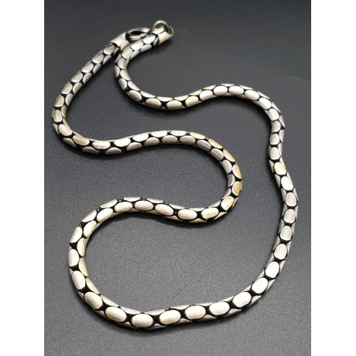 314 - Silver Fluted Chain. 44cm. 52.44g