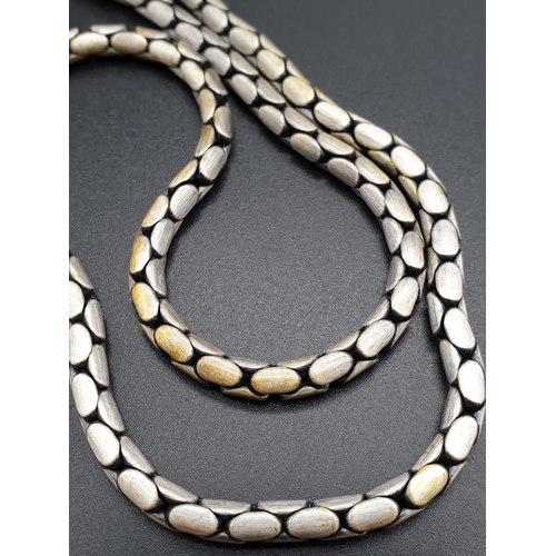 314 - Silver Fluted Chain. 44cm. 52.44g