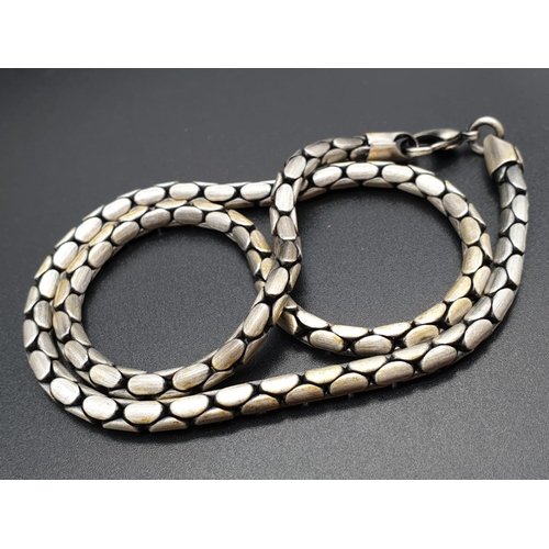 314 - Silver Fluted Chain. 44cm. 52.44g