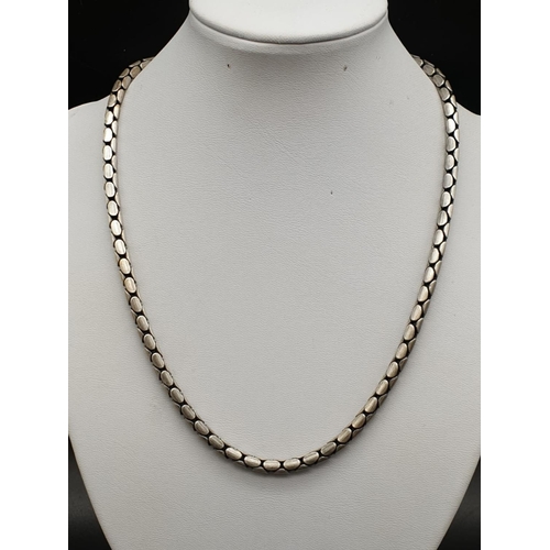 314 - Silver Fluted Chain. 44cm. 52.44g