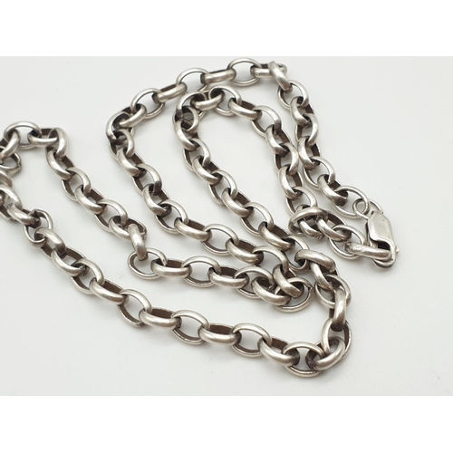 342 - Silver Link Necklace with Clown Multi-Coloured Stone Pendant. 46cm. Clown 4.5cm. 36.24g total weight