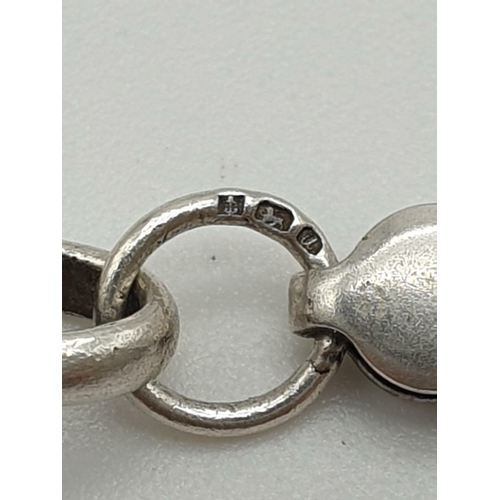 342 - Silver Link Necklace with Clown Multi-Coloured Stone Pendant. 46cm. Clown 4.5cm. 36.24g total weight