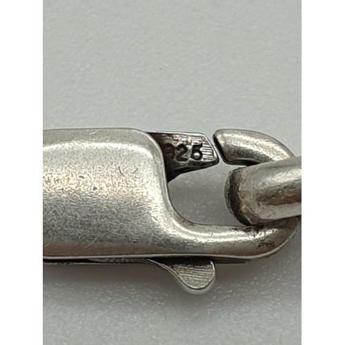 342 - Silver Link Necklace with Clown Multi-Coloured Stone Pendant. 46cm. Clown 4.5cm. 36.24g total weight