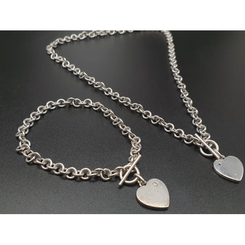 321 - Silver Tiffany Style Necklace and Bracelet. 40cm. 20cm
38.52g total weight