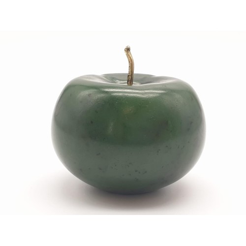 51 - Russian 20th century 14k gold diamond nephrite jade apple gum pot /stamp pot
329.1gms    6.5cms diam... 