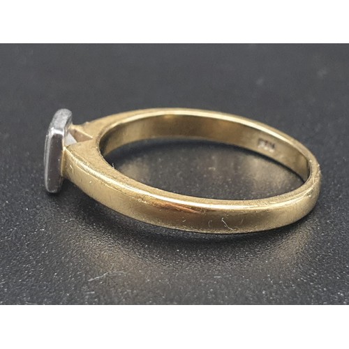 49 - 18k Yellow Gold Diamond Ladies Ring. Size J. 3.11g. Princess cut diamond. Original heart-shaped box.