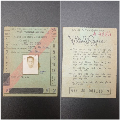358 - A collection of Vietnam War era (pre 1974) Paperwork and passes allowing Civilian contractors into m... 
