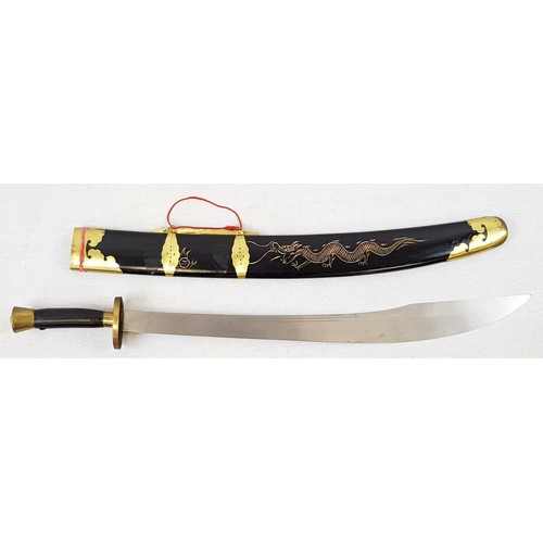41 - Oriental Display/Demonstration sword in wood and brass sheath along with a Japanese practice wooden ... 