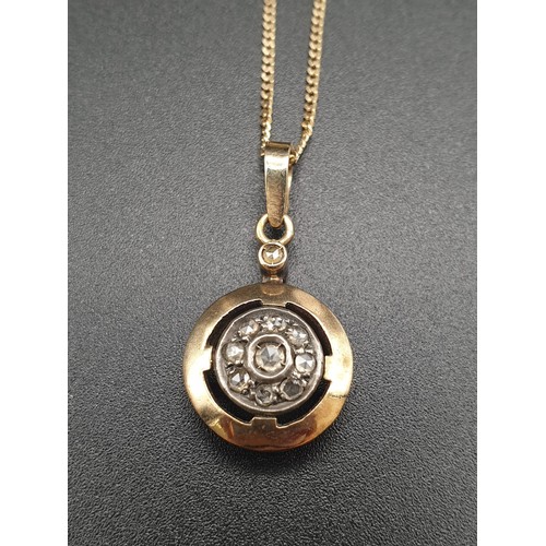 8 - 14k Yellow Gold Old Diamonds Earring and matching pendant on chain Set.
56cm. 9.68g total weight.