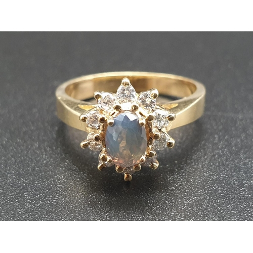345 - 18k Yellow Gold Natural Chrysoberyl (approx 1 carat) Ladies Ring. Size M. 4.26g