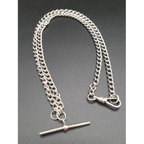 326 - Silver Link T-Bar Necklace. 46cm. 20.93g