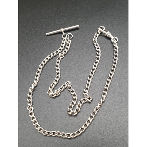 326 - Silver Link T-Bar Necklace. 46cm. 20.93g