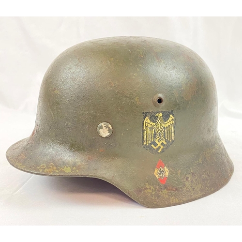 6 - WW2 German Kriegsmarine Coastal Artillery Hitler Youth Flak Helper M35 Helmet. This was re-furbished... 