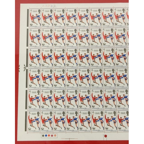 112 - A complete stamp sheet (120 stamps) of the ENGLAND WINNERS WORLD CUP 1966, 4d (fourpenny), with erro... 