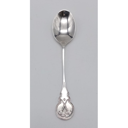 292 - A Set of Six Silver Spoons. Birmingham hallmark with a Golf Club Motif at top of handle. 11cm. 84g t... 