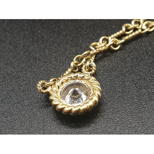 159 - 18k yellow gold twist chain necklace with .5ct diamond. Length 44cm, weight 8 grams.