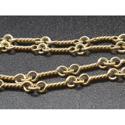 159 - 18k yellow gold twist chain necklace with .5ct diamond. Length 44cm, weight 8 grams.