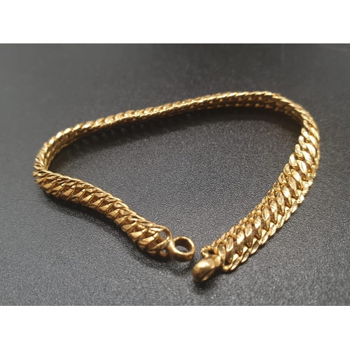 229 - 22ct yellow gold snake link bracelet, no clasp. A/F. length 12.5cm. Weight 8.3 grams