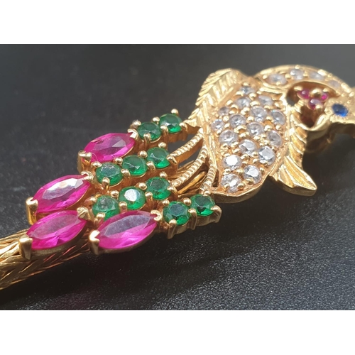 6 - An impressive 22k Thali necklace featuring a multi coloured stone peacock, two sovereign style penda... 