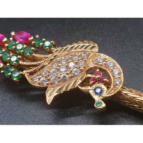 6 - An impressive 22k Thali necklace featuring a multi coloured stone peacock, two sovereign style penda... 