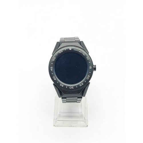 97 - Black TAG Heuer Smartwatch, diameter of face 40mm. length of strap 17cm.