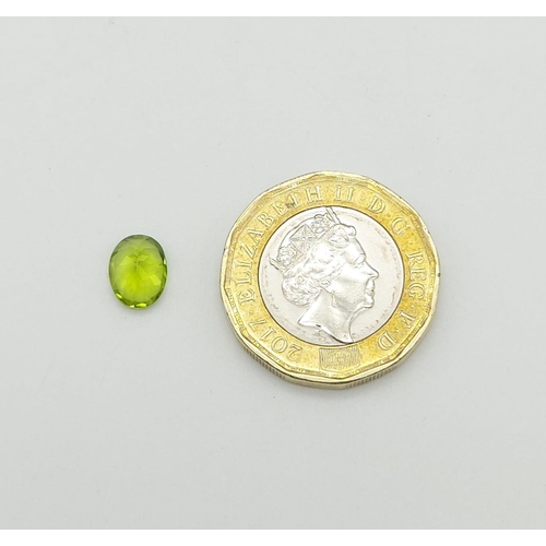 343 - 1.58CTS NATURAL PERIDOT, OVAL MIXED CUT. COMES WITH IGLI CERTIFICATE.