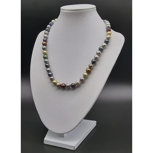 362 - A Multi-Coloured Cultured Pearl Necklace. 42cm. A/F