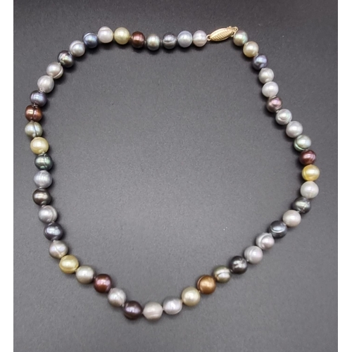 362 - A Multi-Coloured Cultured Pearl Necklace. 42cm. A/F