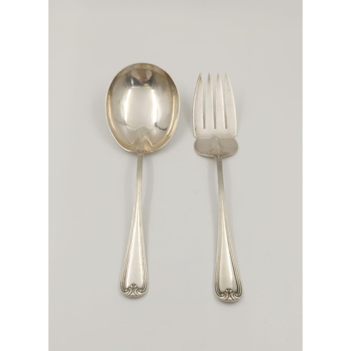 116 - A Vintage Shreve, Crump and Low Sterling Silver Large Serving Fork and Spoon. 21cm. 165g total weigh... 