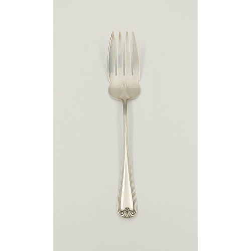 116 - A Vintage Shreve, Crump and Low Sterling Silver Large Serving Fork and Spoon. 21cm. 165g total weigh... 