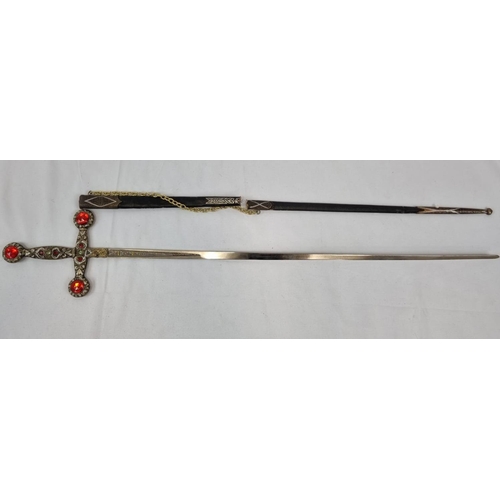 225 - Three Vintage, (two are a pair) Decorative Rapier Swords with Jewelled Handles. The pair come with l... 