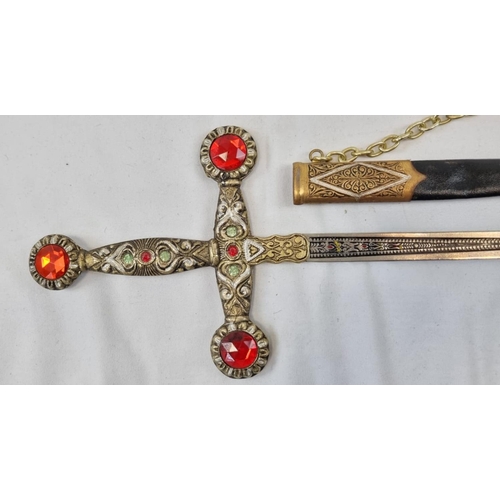 225 - Three Vintage, (two are a pair) Decorative Rapier Swords with Jewelled Handles. The pair come with l... 