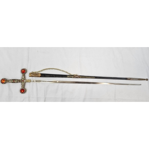 225 - Three Vintage, (two are a pair) Decorative Rapier Swords with Jewelled Handles. The pair come with l... 