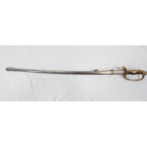 344 - A WW2 Japanese Army Parade Saber Sword. The hilt is made of horn and brass, while the scabbard is ch... 