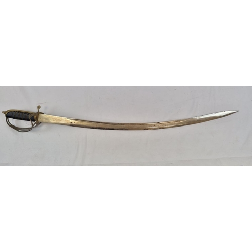 127 - An Antique Talwar Sword with a Brass and Leather Grip.
Made in India engraving on base  of blade. Co... 