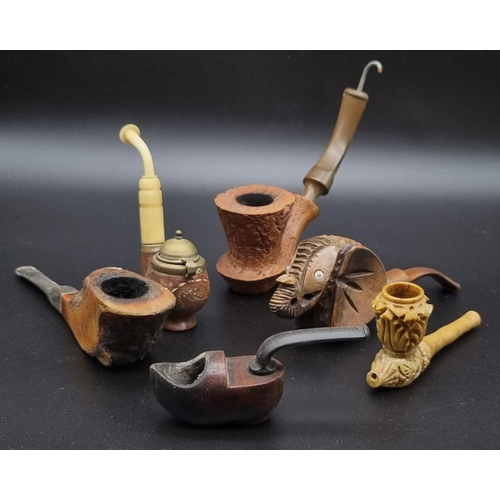 379 - An Eclectic Mix of Six Vintage and Antique Tobacco Smoking Pipes. A/F