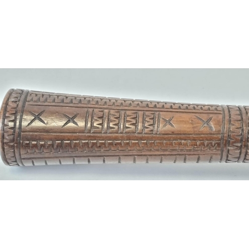 345 - A Fijian Lobbed I Ula Tava Tava Melanesia Tribal Club
with a Hand-Carved Grip. 52cm