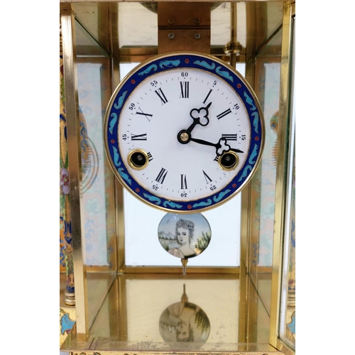 333 - A Reproduction French-Style Enamel and Brass Mantel
Clock. 34 x 45cm. A/F