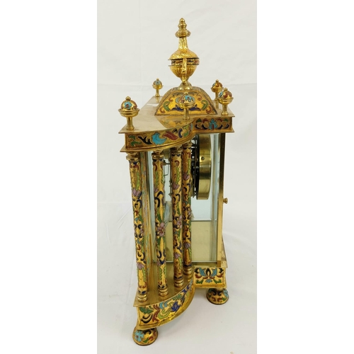 333 - A Reproduction French-Style Enamel and Brass Mantel
Clock. 34 x 45cm. A/F