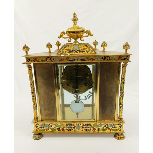 333 - A Reproduction French-Style Enamel and Brass Mantel
Clock. 34 x 45cm. A/F