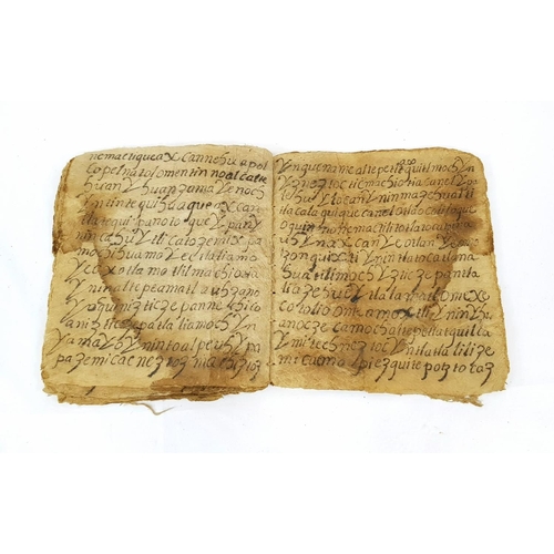1005 - A 15TH CENTURY OR POSSIBLY EARLIER RELIGIOUS BOOK HAND WRITTEN ON AN EARLY FORM OF PAPYRUS IN POOR C... 