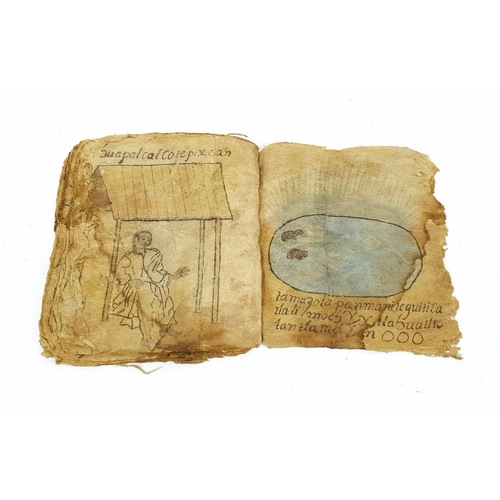 1005 - A 15TH CENTURY OR POSSIBLY EARLIER RELIGIOUS BOOK HAND WRITTEN ON AN EARLY FORM OF PAPYRUS IN POOR C... 